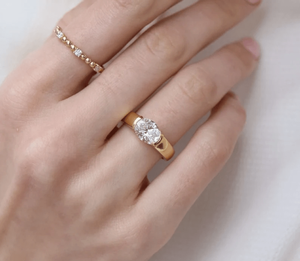 Bague de fiançailles et de mariage SATVIK RATNA Luxury 2 CT OVAL, diamant de laboratoire, demi-sertissage, style cigare, or 10k/14k/18k - Product Image 4