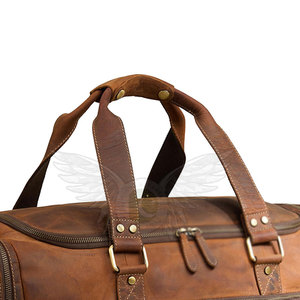 Bolsa de lona de cuero genuino con doble asa, capacidad de 36-56L, cierre rectangular con cremallera, en venta. - Product Image 4