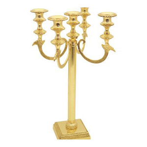 Support de bougie à 5 bras en aluminium finition dorée antique pour la décoration intérieure et extérieure de la maison et les mariages (vente en gros) - Product Image 2