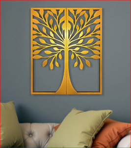 Décoration murale en métal en forme d'arbre, décoration murale pour la maison, art mural parfait pour le salon/l'hôtel/le restaurant/la chambre à coucher, 24 x 18 pouces, or, lot de 2 - Product Image 6