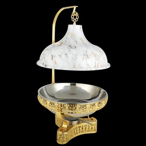 ถาดอุ่นอาหารเคลือบทองคำขาว/ทอง ดีไซน์ทันสมัย โดดเด่น สวยงาม พร้อมฝาปิด - Product Image 4