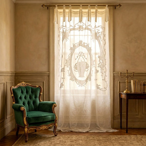 Custom Wholesale Quang Thanh Embroidery Vintage Modern Linen Flower Basket <b>Curtain</b> Cotton Ribbon Full Sizes Door <b>Window</b> Home - Product Image 4