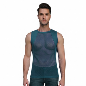 Wholesale Price New Arrivals Factory Price Breathable Plain Dyed Men Sports Mesh Sleeveless Mesh <b>Singlets</b> for Men - Product Image 1