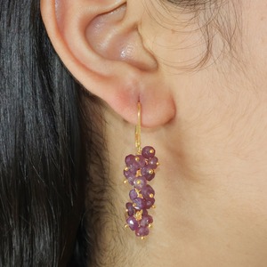 Boucles d'oreilles pendantes en perles de rubis, argent sterling 925 plaqué rhodium, chaîne de perles facettées, bijoux pour femmes, cadeau tendance - Product Image 2