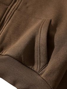 Custom Blank Cropped Zip Hoodie Men Heavyweight Hooded Sweatshirt Streetwear Polyester/Cotton Fleece Lined Eco-Friendly OEM ODM - Product Image 2