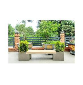 Banc de patio extérieur rectangulaire en béton moderne, léger et durable avec jardinière, écologique et résistant à l'eau pour les parcs - Product Image 3