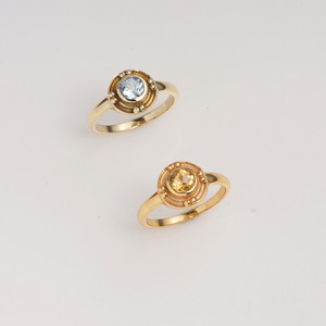 Brass Gemstone <b>Ring</b> Blue Topaz Round Bezel Setting Natural Stone Fixed Size Minimal <b>Statement</b> Handmade Women's Jewelry - Product Image 2