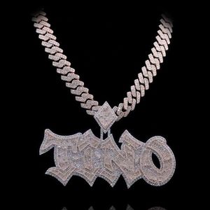Colgante de Letra Tuno, Chapado en Oro de 14K, Aleación de Zinc, Engaste de Diamante Cultivado en Laboratorio, Micro Pavé, Estilo Hip Hop, Joyería Unisex - Product Image 1