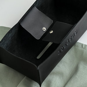 Boîte à mouchoirs en cuir véritable haut de gamme, anti-odeur, simple et décontractée, faite à la main, avec bouton décoratif premium - Product Image 6