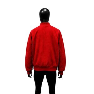 Chaqueta Varsity Roja Premium, Estilo Urbano de Invierno, Look Casual Moderno, Chaqueta de Manga Larga, Corte Holgado, Prenda de Otoño, Material Poliéster - Product Image 2