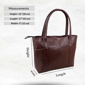 Sac fourre-tout vintage en cuir véritable marron de haute qualité pour femme avec fermeture éclair et ouverture, doublure en toile toutes saisons, usage quotidien - Product Image 4