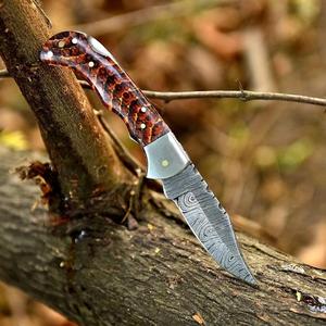 Cuchillo de Camping de Acero Damasco Inoxidable con Hoja Recta y Resina, Grado Industrial, Utilitario para Exteriores, Encendedor de Fuego, OEM/ODM - Product Image 3