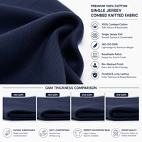 T-shirt à manches courtes pour homme Elementa, bleu marine, col rond, coupe classique, 100% coton jersey, décontracté, respirant, impression par sublimation numérique