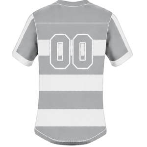 Conjunto de Uniforme de Rugby de Manga Corta Gris Claro y Blanco, Jersey de Rugby a Rayas con Cuello Redondo, Pantalones Cortos con Cordón, Ropa Deportiva para Equipos - Product Image 5