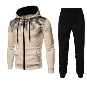 Ensemble de survêtements sportifs décontractés brodés 2 pièces pour hommes, à manches longues et fermeture éclair intégrale, tenues de sport actives pour la saison hivernale - Product Image 5