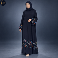 Robe Abaya pour femmes ornée de bijoux, avec manches fluides, tissu doux, robe islamique modeste |   Vêtements d'occasion pour musulmanes en cristal coloré