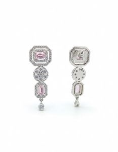 Ensemble collier et boucles d'oreilles pour femme style Victoria en laiton plaqué rhodium, nacre blanche et zircon violet, cadeau de haute qualité - Product Image 3