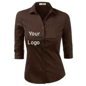 New design High Quality Formal Casual plain Fashionable Dress Custom LOGO Shirt For Women Factory supplier From Bangladesh