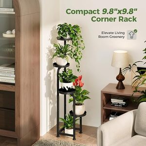 Support à fleurs moderne en métal avec 4 niveaux circulaires pour plantes et pots d'intérieur, finition thermolaquée, design minimaliste - Product Image 6