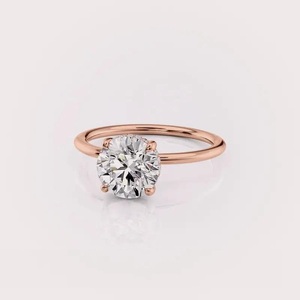 Anillo de Compromiso con Diamante Redondo Creado en Laboratorio, Certificado por IGI, Oro Blanco/Rosa y Amarillo de 9K, Halo Oculto, Anillo Nupcial - Product Image 5