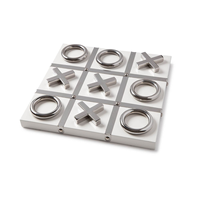 Jeu de stratégie de table de billard Tic Tac Toe en marbre de qualité supérieure avec pièces en métal doré, puzzle décoratif