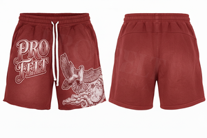 ผู้ผลิต Pro Felt ขายส่ง กางเกงขาสั้นลำลองสตรีทแวร์ผ้าฝ้าย 100% สกรีนลายตามสั่ง เอวยางยืดพร้อมเชือกผูก - Product Image 5