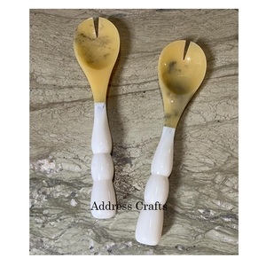 Ensemble de cuillères à salade en résine bicolore, nouveau design, résistant aux aliments, en polyrésine, ensemble de cuillères et fourchettes de service pour cuisine, vaisselle - Product Image 5