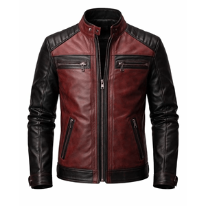 Veste en cuir véritable pour homme, style vintage, motard, zippée, hiver, décontractée, mode, vêtement d'extérieur - Product Image 2
