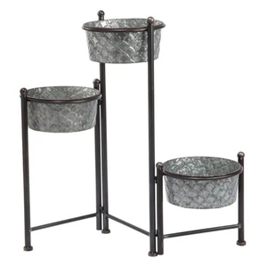Moderno Soporte Metálico Plegable de 3 Niveles para Plantas, Estante Galvanizado para Macetas, Decoración para Interiores, Exteriores, Jardín y Balcón - Product Image 1
