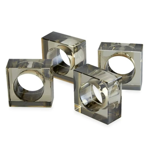 Trending Transparent <b>Square</b> Resin Napkin Rings Set Crystal Look <b>Table</b> Decor <b>Dining</b> Accessory Modern Kitchen Styling - Product Image 1