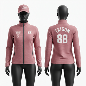 Chaqueta de Entrenamiento de Hockey sobre Césped para Mujer, 280 GSM, Tejido Interlock de Poliéster Premium, Color Rosa, Logotipo Personalizado con Sublimación y Bordado - Product Image 1