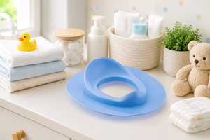Siège de toilette en plastique bleu, design uni, pour les tout-petits - Product Image 3