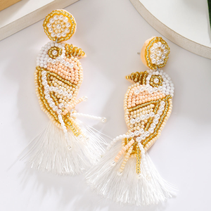 Classic Bohemian Elegant Handmade Rice Bead Bird Shape Women's Parrot Tassel Summer Vacation <b>Memorial</b> <b>Gift</b> BY MULTI CRAFT - Product Image 3