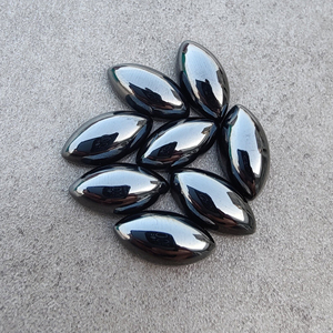 Hematite naturelle cabochon, forme marquise, dos plat, calibrée, qualité AAA+, pierre précieuse pour bijoux - Product Image 1