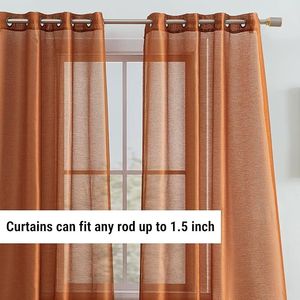 Set di 2 Tende in Voile Semi-Trasparente Premium Arancione Ruggine 137 cm L x 213 cm L con Occhielli per Camera da Letto e Soggiorno - Product Image 3