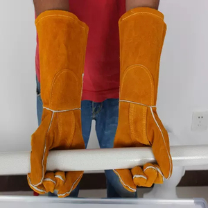 Gants de barbecue en cuir, gants de cuisine, protection contre la chaleur, utilisation en extérieur, gants de barbecue en cuir résistants à la chaleur et aux coupures, gants de grillades - Product Image 3