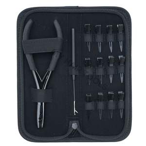 Kit d'outils de pose d'extensions capillaires en gros avec micro-perles, pince à sertir, outil de tirage de mèches, pinces de sectionnement dans un étui de transport en similicuir - Product Image 1
