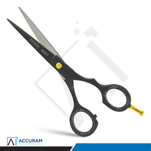 Tijeras de Peluquería Profesionales Accuram, Tijeras de Acero Inoxidable Reutilizables con Filo de Cuchilla, Negras, para Corte y Estilismo de Cabello en Salón - Product Image 1