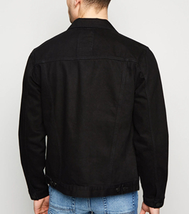 Chaqueta de Mezclilla Negra para Hombre, Corte Regular, Cierre de Botones, Color Sólido, Estilo Casual para Otoño, Tejido de Algodón, Detalle de Costuras - Product Image 6
