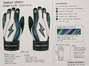 High Quality <b>Baseball</b> Batting Gloves Sinewy Sports Storm Elite - Aurora Edition | Premium Grip Synthetic Leather Adult Training - Product Image 2