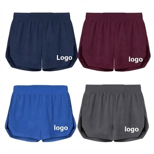Shorts de sport double couche personnalisés avec logo, séchage rapide, taille élastique mi-haute, pour jogging, fitness, décontracté, couleur unie, vente en gros - Product Image 2