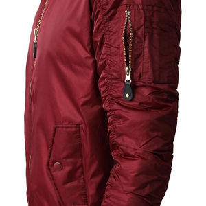 Blouson bomber rouge pour homme, fermeture éclair, col montant, style décontracté, matière polyester, vêtement d'automne - Product Image 4