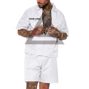 Conjunto Deportivo de Algodón Ecológico Personalizado, Talla Grande, Ligero, Cómodo, Corte Regular, Transpirable, Cuello Camisero, Conjunto Corto para Hombre - Product Image 2