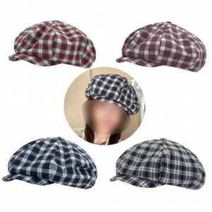 LND Vintage Bread Check Beret Cap Chapeau d'été pour femmes et filles pour toutes les saisons pour les vacances - Product Image 1