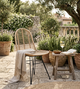 Modern Natural Rattan <b>Dining</b> <b>Chair</b> Handmade Wicker Accent <b>Chair</b> With Metal Legs For Living Room Restaurant Bistro Furniture - Product Image 6