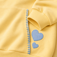 Hoodie Wanita Oversize 100% Katun Kasual Rajutan dengan Bordir Patch Hati & Detail Jahitan Kontras