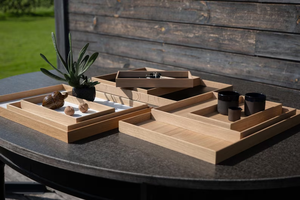 Plateaux de service en bois faits à la main, design moderne, écologiques, de haute qualité, lavables au lave-vaisselle, pour aliments, boissons, petit-déjeuner - Product Image 2