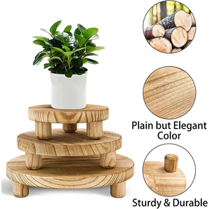 Wooden Round <b>Stool</b> Display Stand Natural Wood Plant Stand Small Round Pedestal Table for Flower Pots Home Decor Living Room - Product Image 5