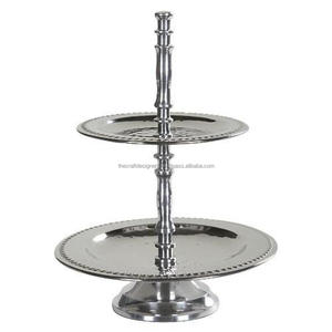 Soporte redondo de acero inoxidable estilo pedestal para platos y pasteles, ideal para eventos, fiestas y decoración de mesas. - Product Image 2