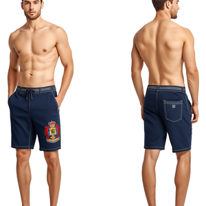 Pantalones Cortos de Hombre de Lujo con Bordado Inspirado en el Escudo Real y Diseño de Moda Premium - Product Image 4